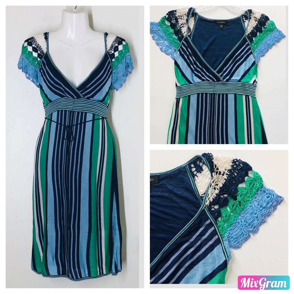 bebe Exclusives delicate crocheted Dress size L